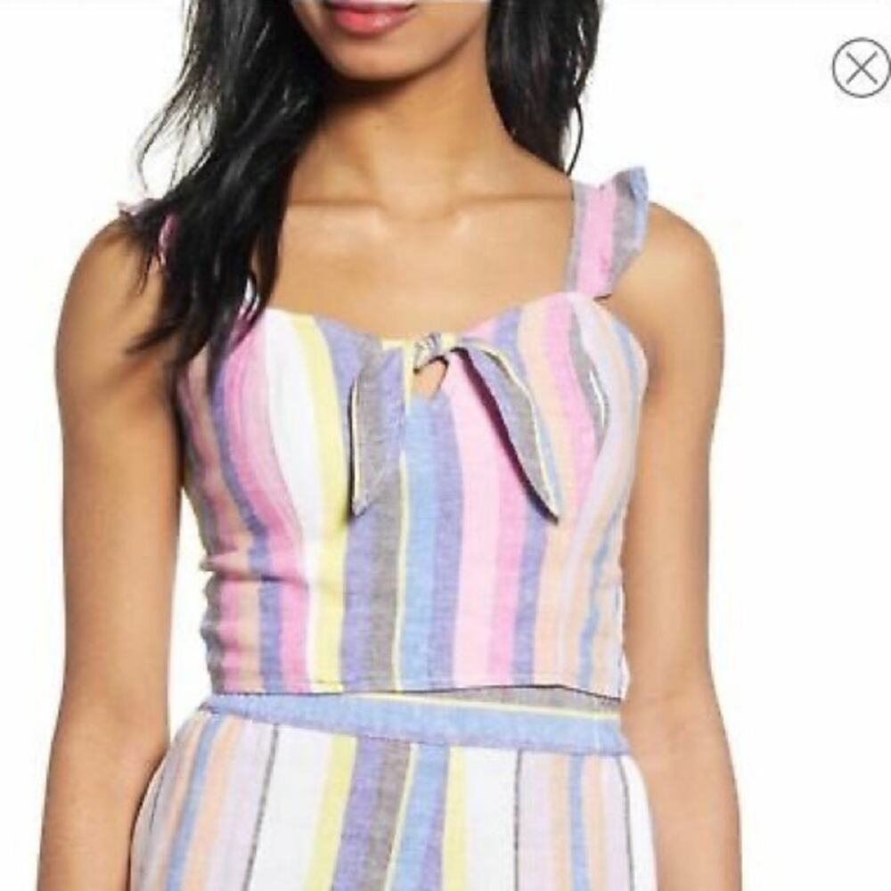 Nordstrom BP Brass Plum Sleeveless Smocked Cami Crop Tank TOP  XL 1X Pink Grey
